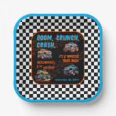 Monster Truck Bash Jongen 9e Verjaardagsfeestje Papieren Bordje (Voorkant)