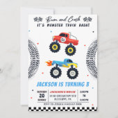 Monster Truck Bash Jongen Verjaardagsfeestuitnodig Kaart (Voorkant)