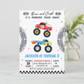 Monster Truck Bash Jongen Verjaardagsfeestuitnodig Kaart (Staand voorkant)