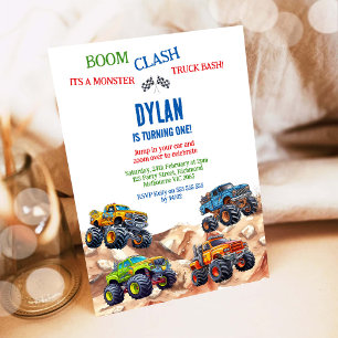 Monster Truck Bash Jongens Verjaardagsuitnodiging Kaart