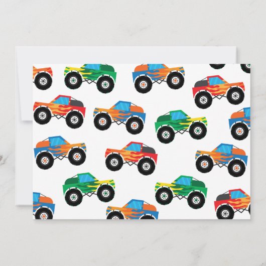 Monster Truck Bash Kleurrijke Groovy Kids Verjaard Kaart (Achterkant)