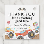 Monster Truck Bash Race Waterverf Kids Verjaardag Bedankjes Labels (Achterkant)