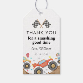 Monster Truck Bash Race Waterverf Kids Verjaardag Cadeaulabel