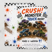 Monster Truck Bash Verjaardag Kaart (Voorkant / Achterkant)