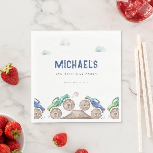 Monster Truck Bash Verjaardag Servet (Insitu)