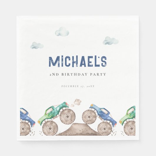 Monster Truck Bash Verjaardag Servet (Voorkant)