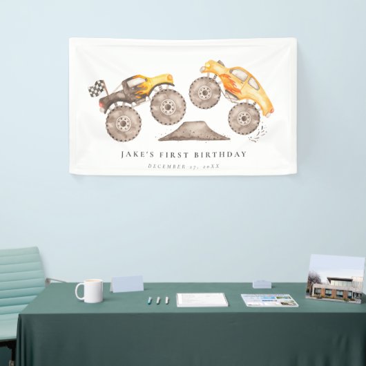 Monster Truck Bash Verjaardag Spandoek (Beurs)