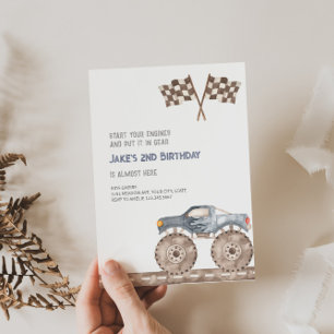 Monster Truck Bash Verjaardag uitnodiging