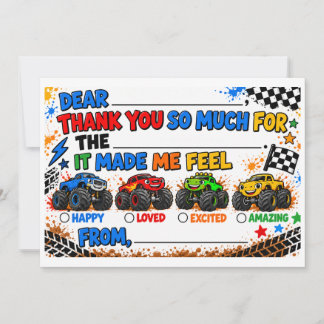 Monster Truck Bedankkaart voor Kinderen