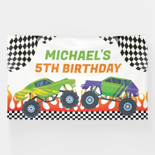 Monster Truck Birthday backdrop banner (Horizontaal)