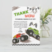 Monster truck birthday bash kids cool modern  bedankkaart (Staand voorkant)