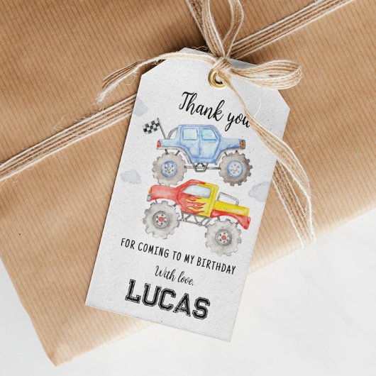 Monster Truck Birthday Bedankt Label Cadeaulabel