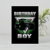 Monster Truck Birthday Boy Folie Feestdagenkaart (Staand Voorkant)