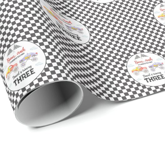 Monster Truck Birthday Cadeaupapier (Rol Hoek)