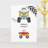 Monster Truck Birthday Greeting Kaart (Gele Bloem)