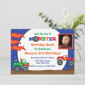 Monster Truck Birthday Invitation 5x7 Fotokaart Kaart (Staand voorkant)