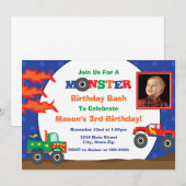 Monster Truck Birthday Invitation 5x7 Fotokaart Kaart (Voorkant / Achterkant)