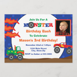 Monster Truck Birthday Invitation 5x7 Fotokaart Kaart