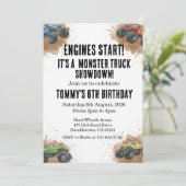 Monster Truck Birthday Invitation Kaart (Staand voorkant)