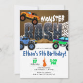 Monster Truck Birthday Invitation - Monster Bash Kaart (Voorkant)