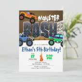 Monster Truck Birthday Invitation - Monster Bash Kaart (Staand voorkant)