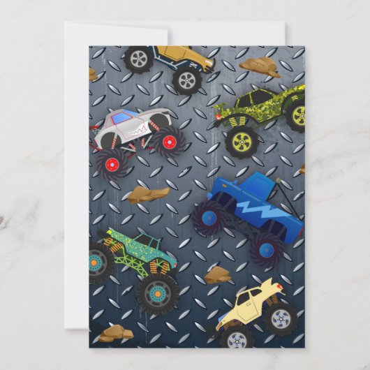 Monster Truck Birthday Invitation - Monster Bash Kaart (Achterkant)