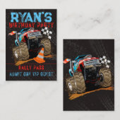 Monster Truck Birthday Invitation Pass Notitiekaartje (Voorkant / Achterkant)
