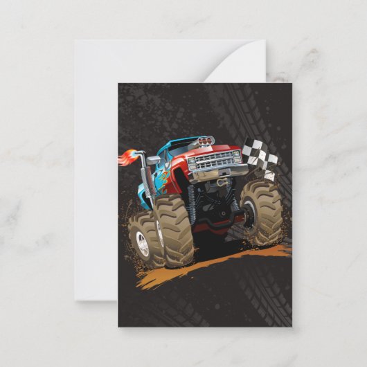 Monster Truck Birthday Invitation Pass Notitiekaartje (Achterkant)