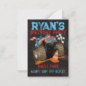 Monster Truck Birthday Invitation Pass Notitiekaartje (Voorkant)