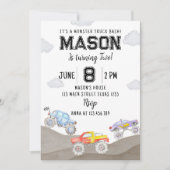 Monster Truck Birthday Invitation Racing Kaart (Voorkant)