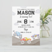 Monster Truck Birthday Invitation Racing Kaart (Staand voorkant)