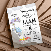 Monster Truck Birthday Invitation Racing