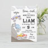Monster Truck Birthday Invitation Racing Kaart (Staand voorkant)
