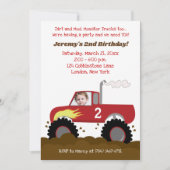 Monster Truck Birthday Invitation Red met foto Kaart (Voorkant)