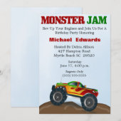 Monster Truck Birthday Invitations Kaart (Voorkant / Achterkant)