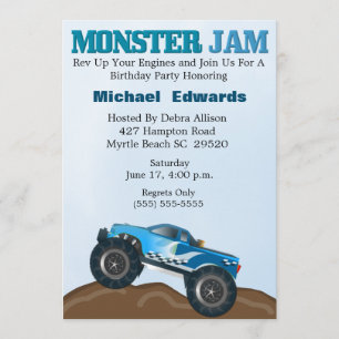 Monster Truck Birthday Invitations Kaart