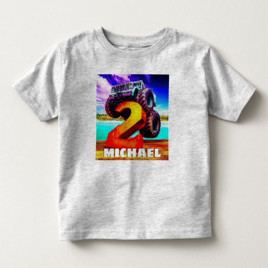 Monster Truck Birthday Kinder Shirts (Voorkant)