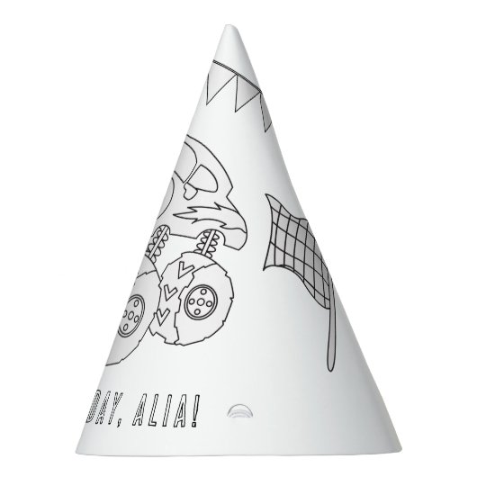 Monster Truck Birthday - Kleur uw eigen Pet. Feesthoedjes (Rechts)