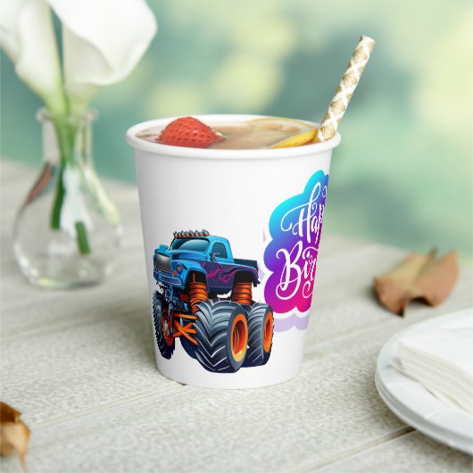 Monster Truck Birthday Papieren Bekers (Insitu)