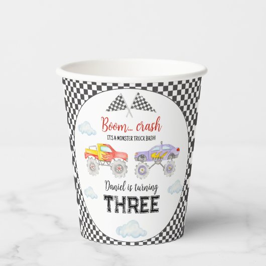 Monster Truck Birthday Papieren Bekers (Voorkant)