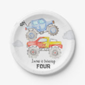 Monster Truck Birthday Papieren Bordje (Voorkant)