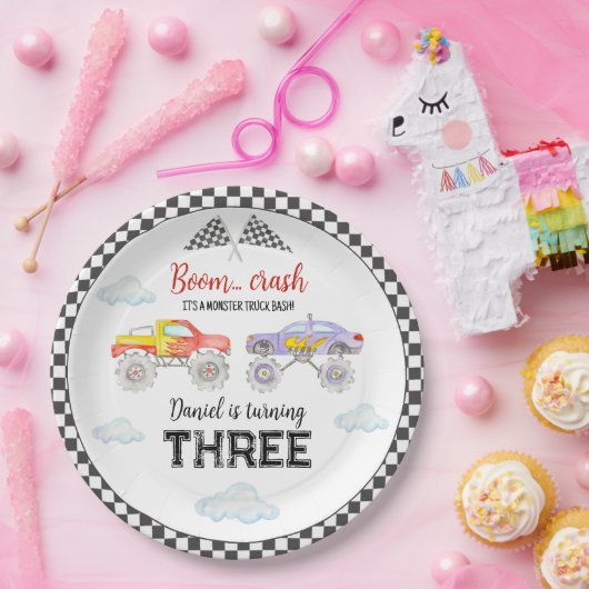 Monster Truck Birthday Papieren Bordje (Feest)
