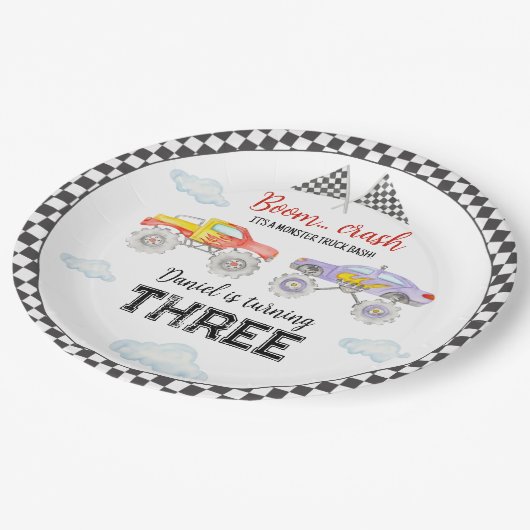 Monster Truck Birthday Papieren Bordje (Gekanteld)