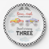 Monster Truck Birthday Papieren Bordje (Voorkant)