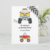 Monster Truck Birthday Party Bedankkaart (Staand voorkant)