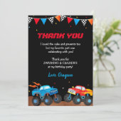 Monster Truck Birthday Party Bedankt kaarten (Staand voorkant)