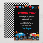Monster Truck Birthday Party Bedankt kaarten (Voorkant / Achterkant)