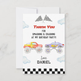 Monster Truck Birthday Party Bedankt kaarten