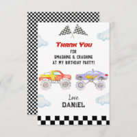 Monster Truck Birthday Party Bedankt kaarten
