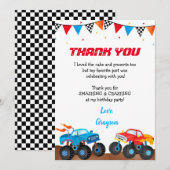 Monster Truck Birthday Party Bedankt kaarten (Voorkant / Achterkant)